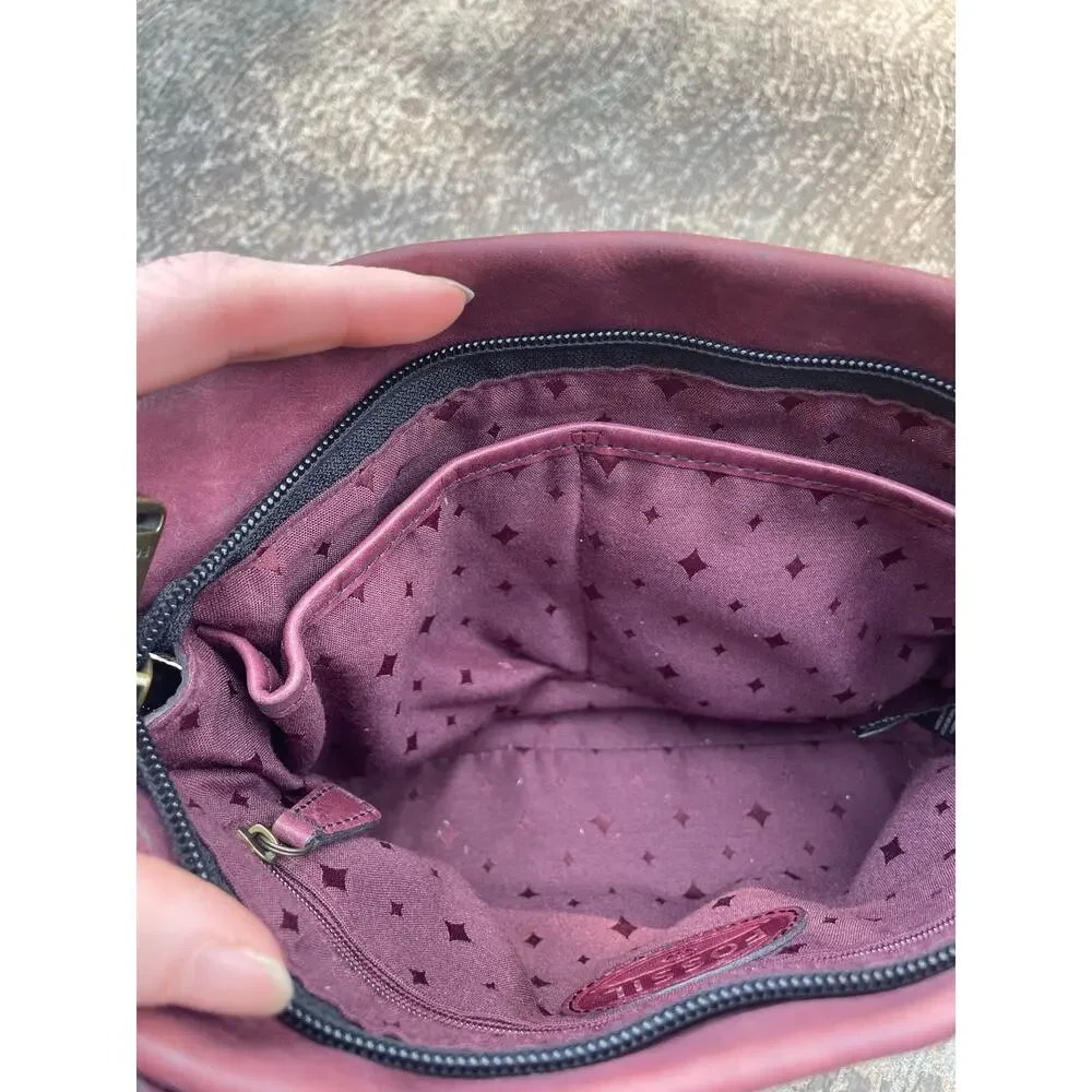 Fossil Burgundy Leather Crossbody Bag